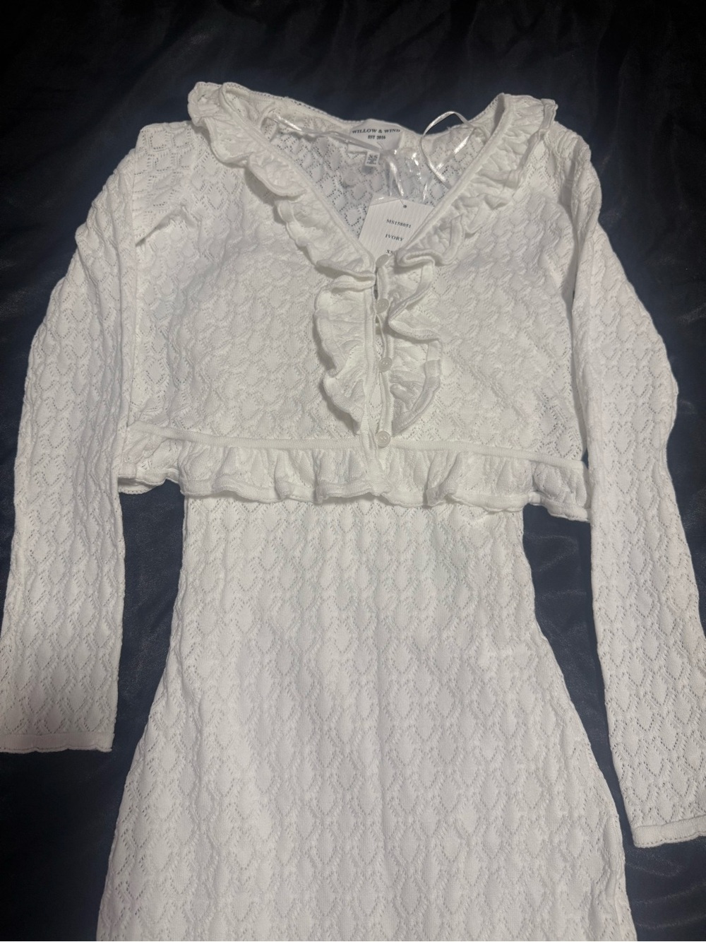White Lace Midi Dress for Special Occasions Size XS Willow & Wind NWT - Picture 2 of 8